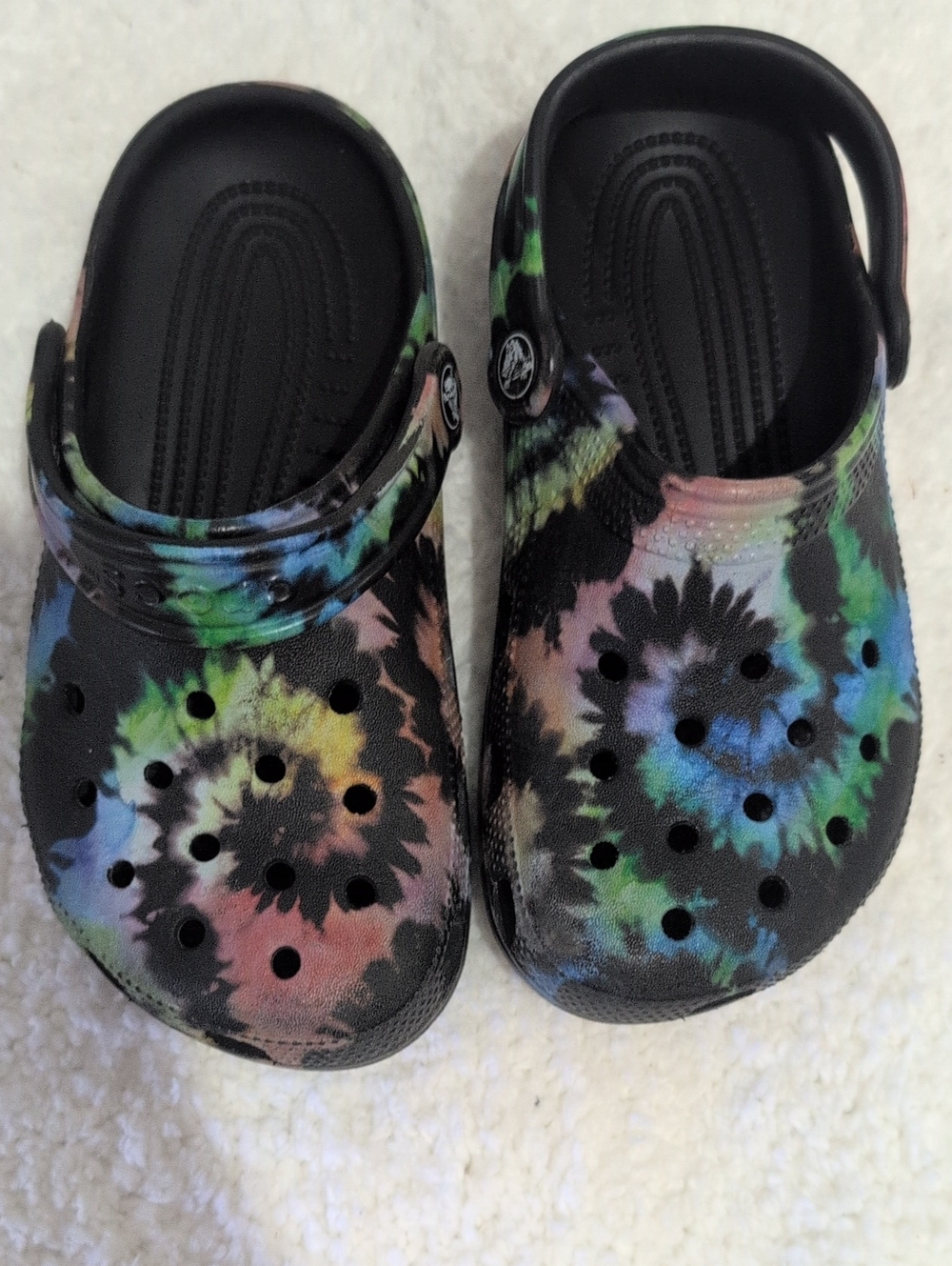 Kids Black Tie-Dye Slip-On Crocs